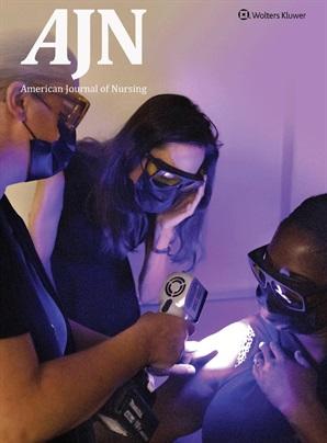 American Journal of Nursing cover feaure associate professor Katherine Scafide and Anjelina Jolie