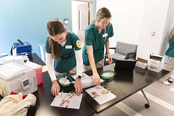 School of Nursing students at the MAP Clinic in the Population Health Center. Photo by Shayla Brown