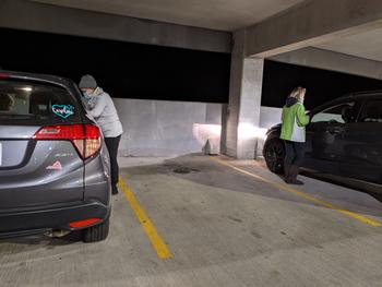 Nurses research during covid outside cars